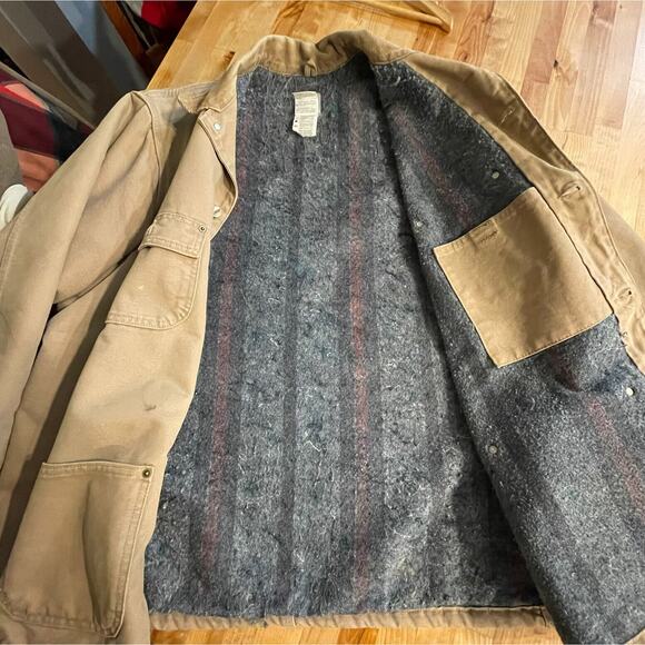 Vintage Carhartt Coat USA Mens Blanket Lined Brown Chore Jacket USA Made Mens XL - Picture 8 of 14